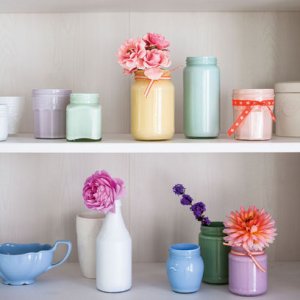 chalky pastel jam jar paint vase recycle