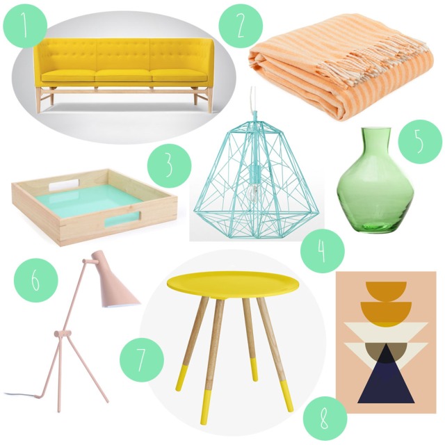 pastel trend home interior accessories design colourful 2014 yellow sofa